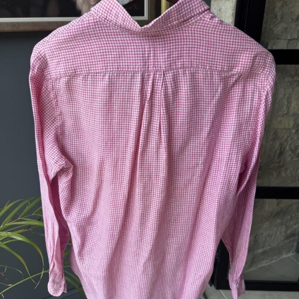 Polo Ralph Lauren Embroidered Pony Checkered Linen Shirt M - Threads Uncovered