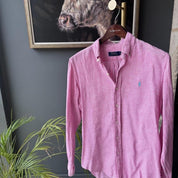 Polo Ralph Lauren Embroidered Pony Checkered Linen Shirt M - Threads Uncovered
