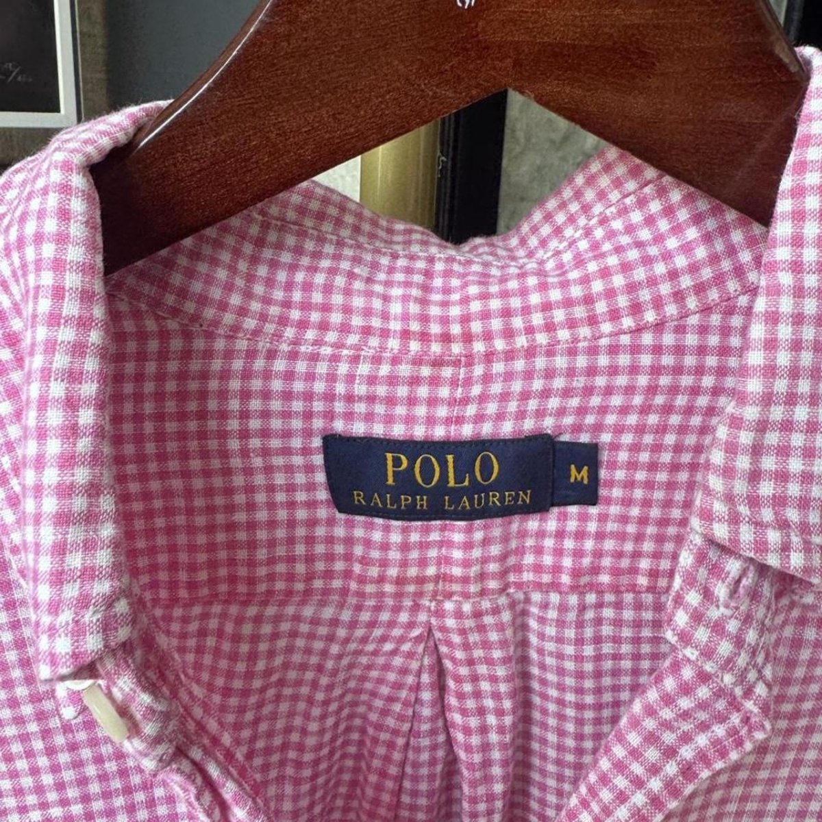 Polo Ralph Lauren Embroidered Pony Checkered Linen Shirt M - Threads Uncovered