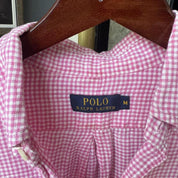 Polo Ralph Lauren Embroidered Pony Checkered Linen Shirt M - Threads Uncovered