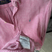 Polo Ralph Lauren Embroidered Pony Checkered Linen Shirt M - Threads Uncovered
