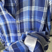 Polo Ralph Lauren Embroidered Pony Checkered Linen Shirt M - Threads Uncovered