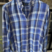 Polo Ralph Lauren Embroidered Pony Checkered Linen Shirt M - Threads Uncovered