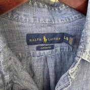 Polo Ralph Lauren Embroidered Pony Cotton Shirt L - Threads Uncovered