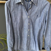 Polo Ralph Lauren Embroidered Pony Cotton Shirt L - Threads Uncovered