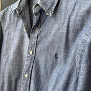 Polo Ralph Lauren Embroidered Pony Cotton Shirt L - Threads Uncovered