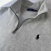 Polo Ralph Lauren Embroidered Pony Grey Quarter Zip Fleece XL - Threads Uncovered