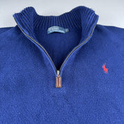 Polo Ralph Lauren Embroidered Pony Knitted Quarter Zip Fleece L - Threads Uncovered