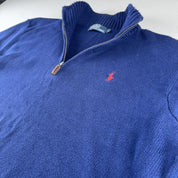 Polo Ralph Lauren Embroidered Pony Knitted Quarter Zip Fleece L - Threads Uncovered