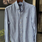 Polo Ralph Lauren Embroidered Pony Linen Checkered Shirt M - Threads Uncovered