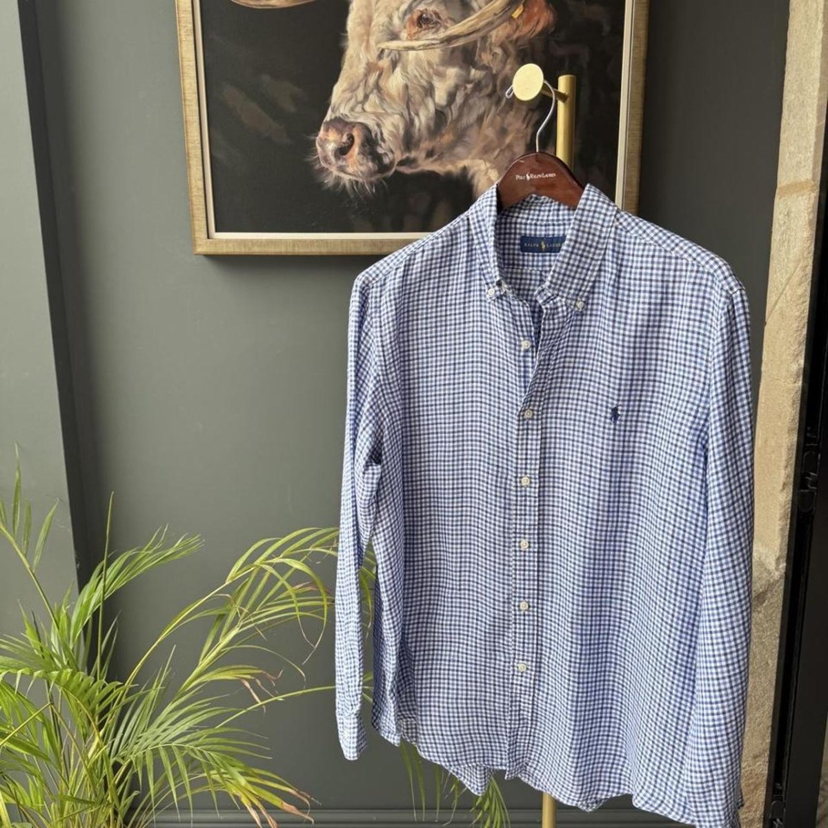 Polo Ralph Lauren Embroidered Pony Linen Checkered Shirt XL - Threads Uncovered