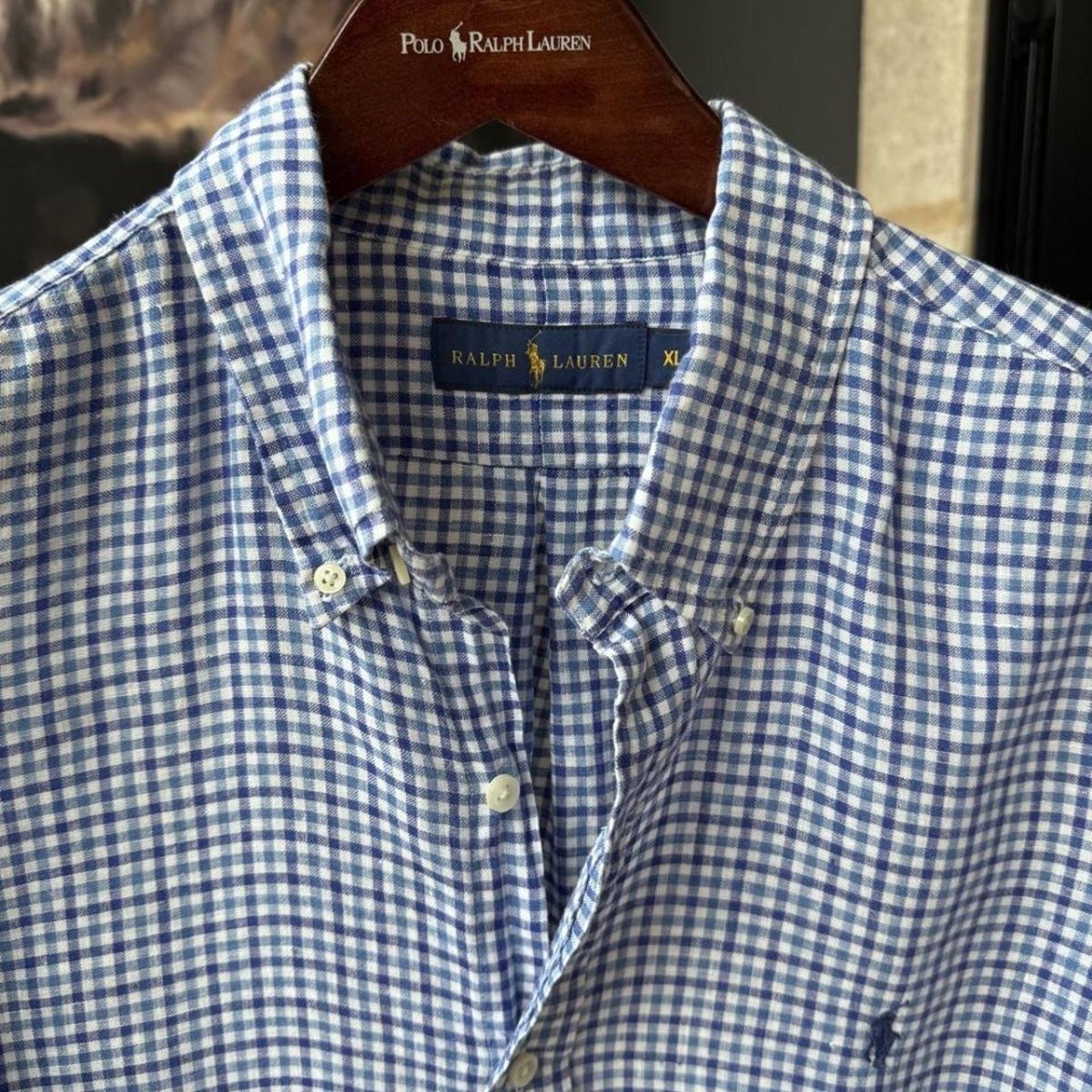 Polo Ralph Lauren Embroidered Pony Linen Checkered Shirt XL - Threads Uncovered