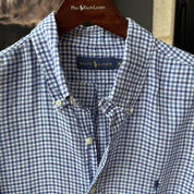 Polo Ralph Lauren Embroidered Pony Linen Checkered Shirt XL - Threads Uncovered