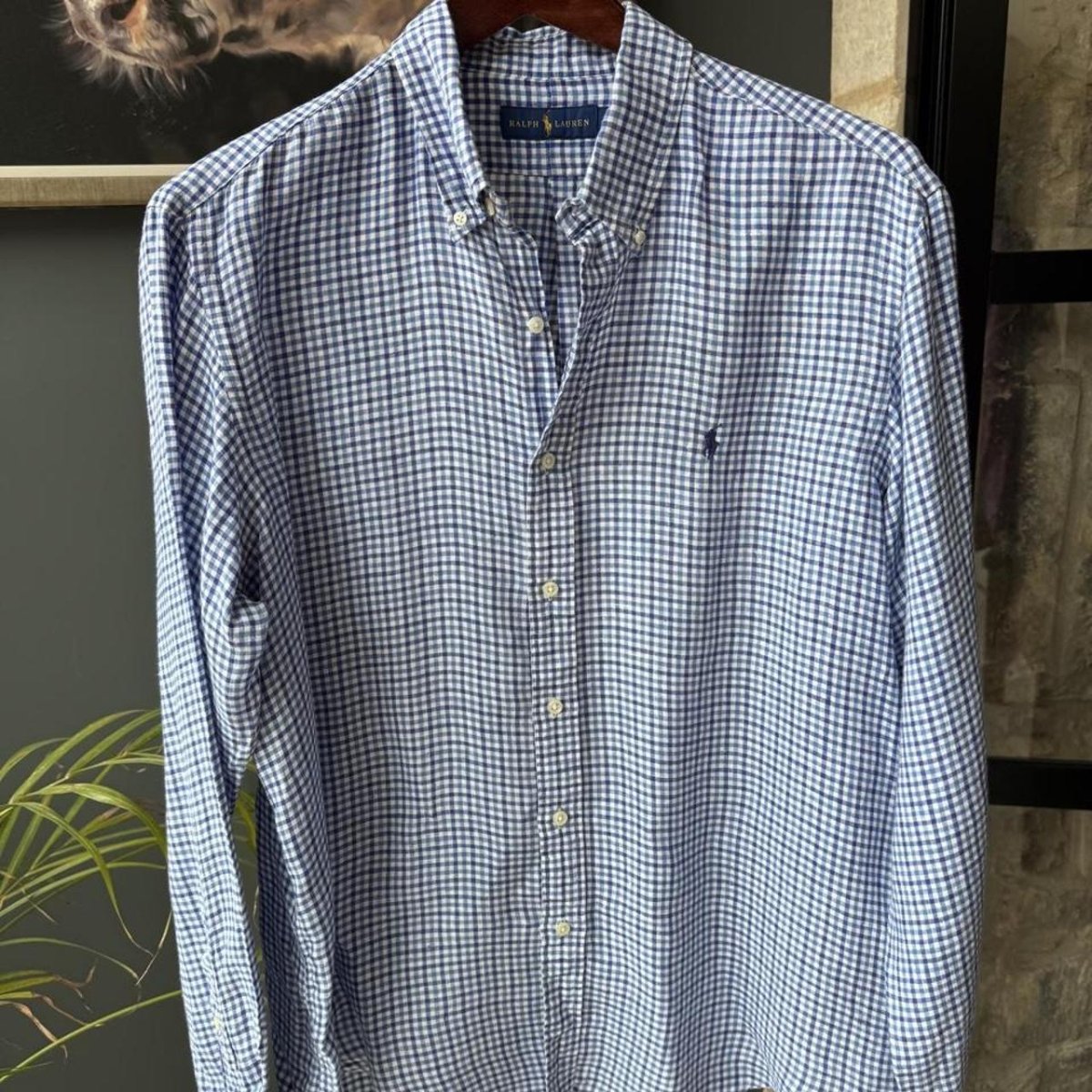 Polo Ralph Lauren Embroidered Pony Linen Checkered Shirt XL - Threads Uncovered
