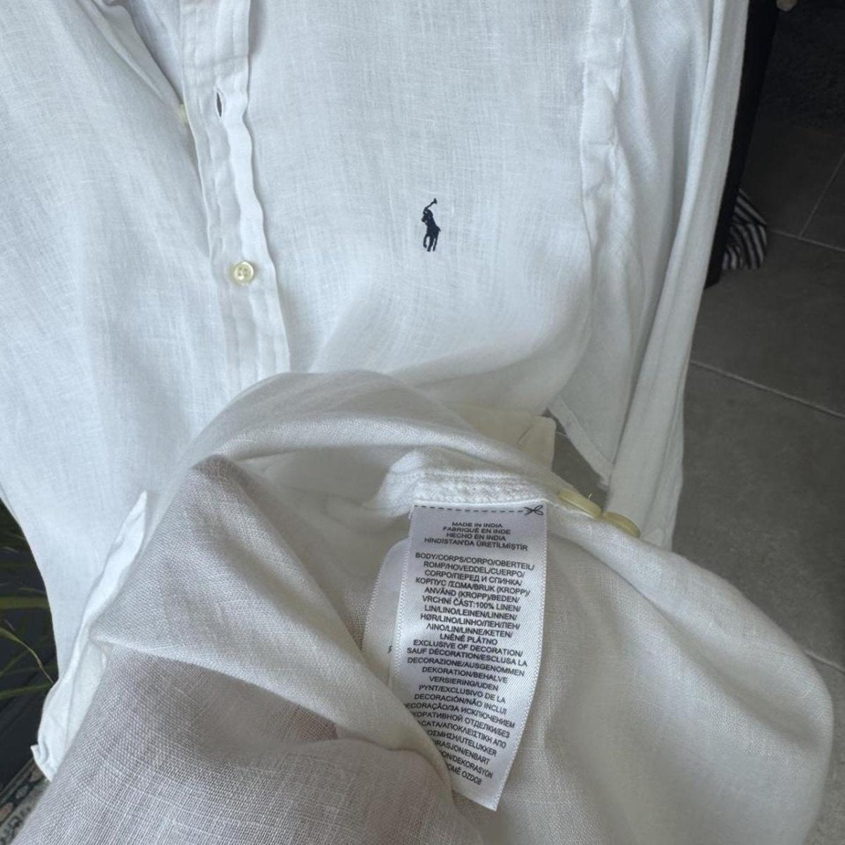 Polo Ralph Lauren Embroidered Pony Linen Shirt L - Threads Uncovered