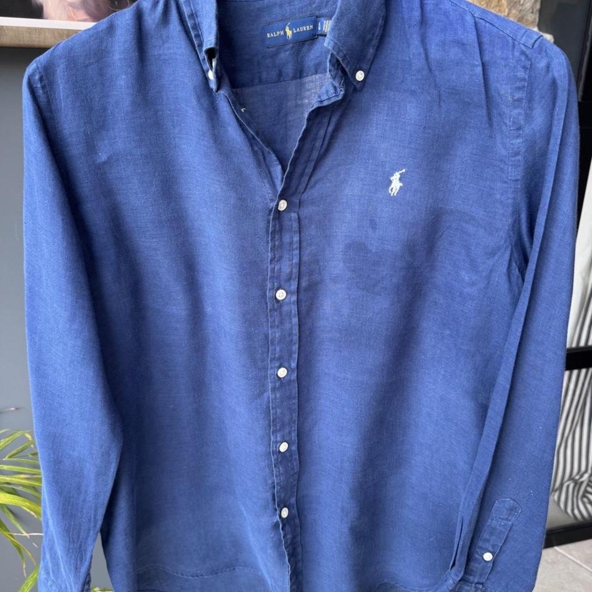 Polo Ralph Lauren Embroidered Pony Linen Shirt L - Threads Uncovered