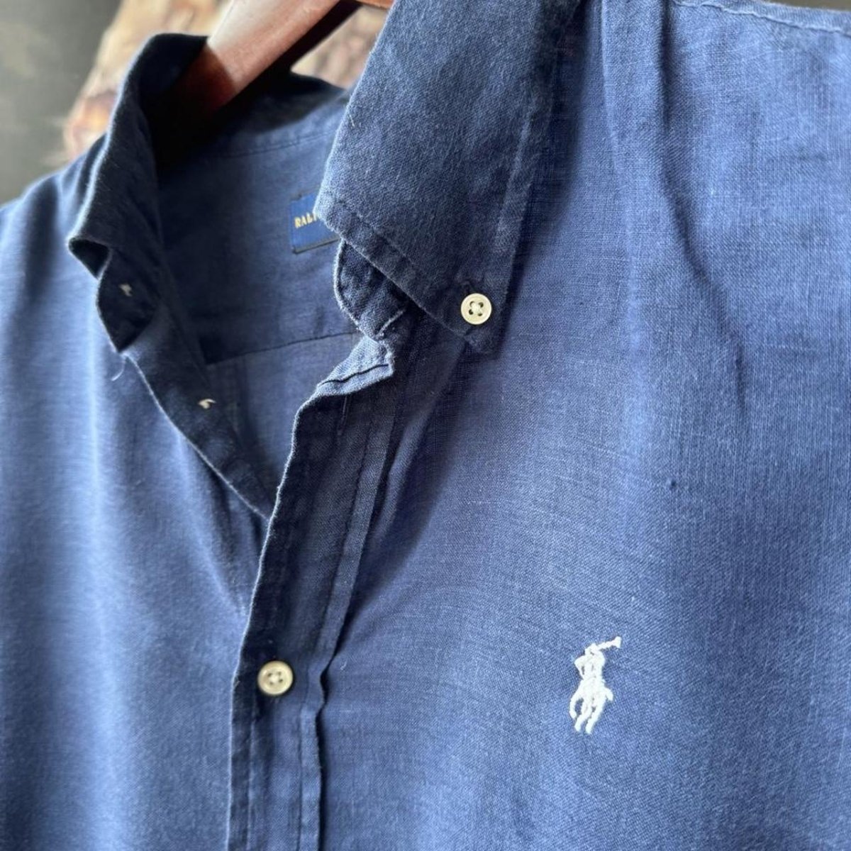 Polo Ralph Lauren Embroidered Pony Linen Shirt L - Threads Uncovered