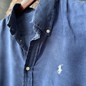 Polo Ralph Lauren Embroidered Pony Linen Shirt L - Threads Uncovered