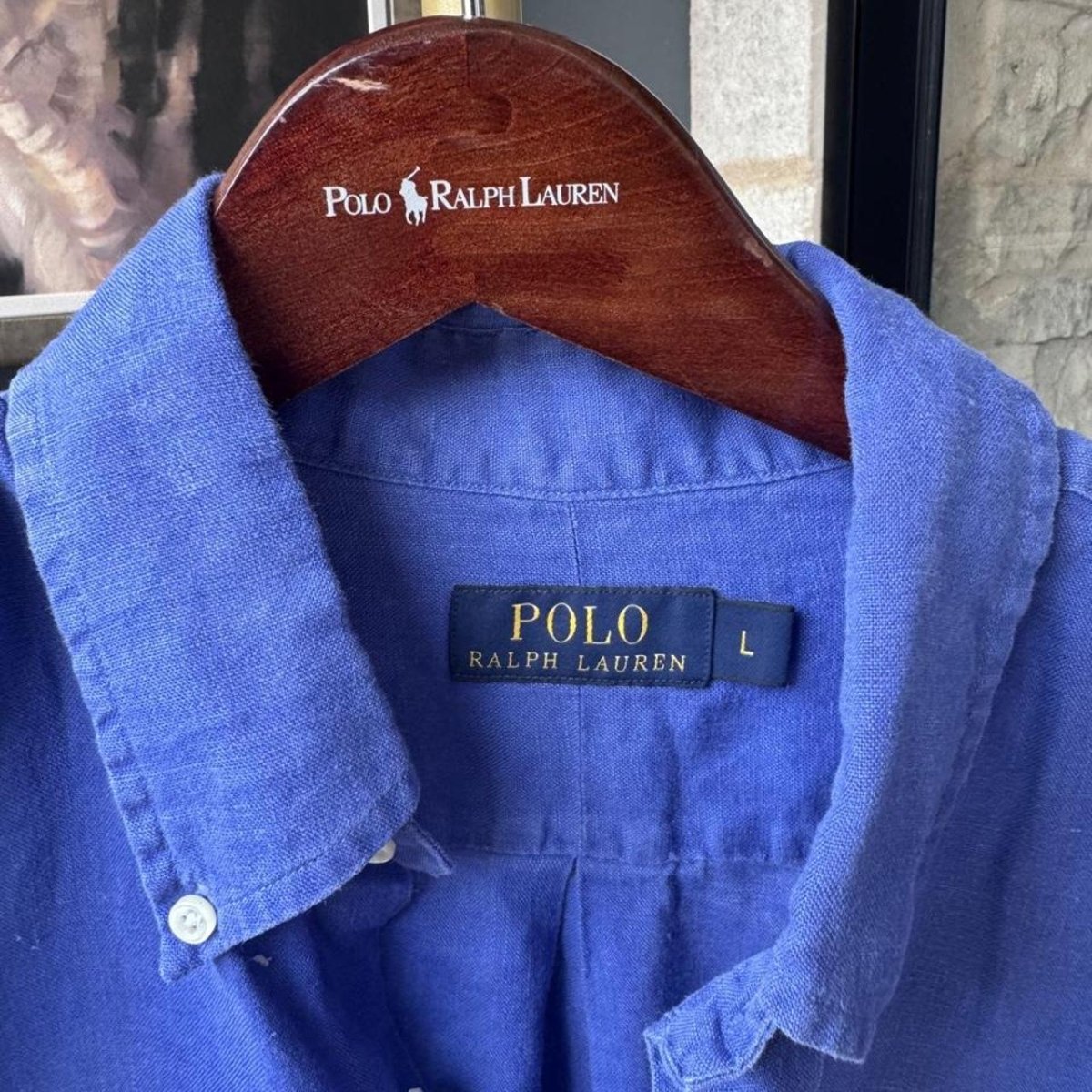 Polo Ralph Lauren Embroidered Pony Linen Shirt L - Threads Uncovered