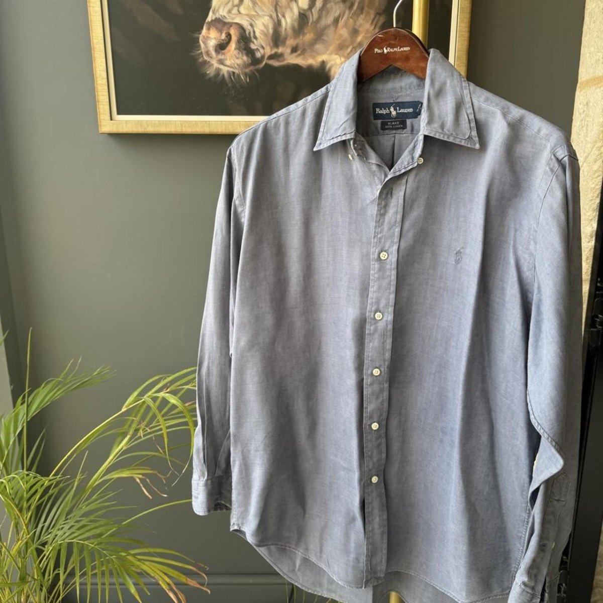 Polo Ralph Lauren Embroidered Pony Linen Shirt L - Threads Uncovered