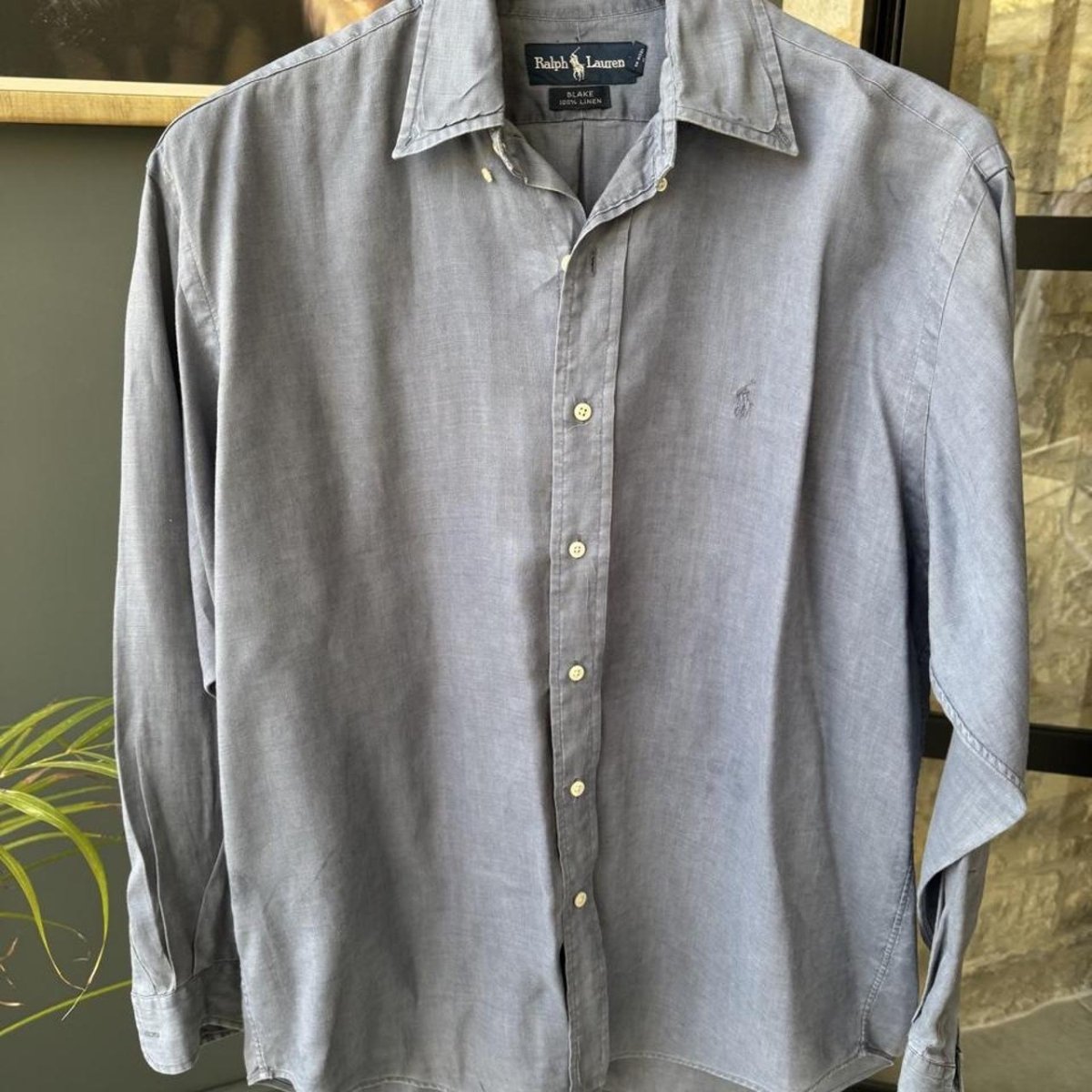 Polo Ralph Lauren Embroidered Pony Linen Shirt L - Threads Uncovered