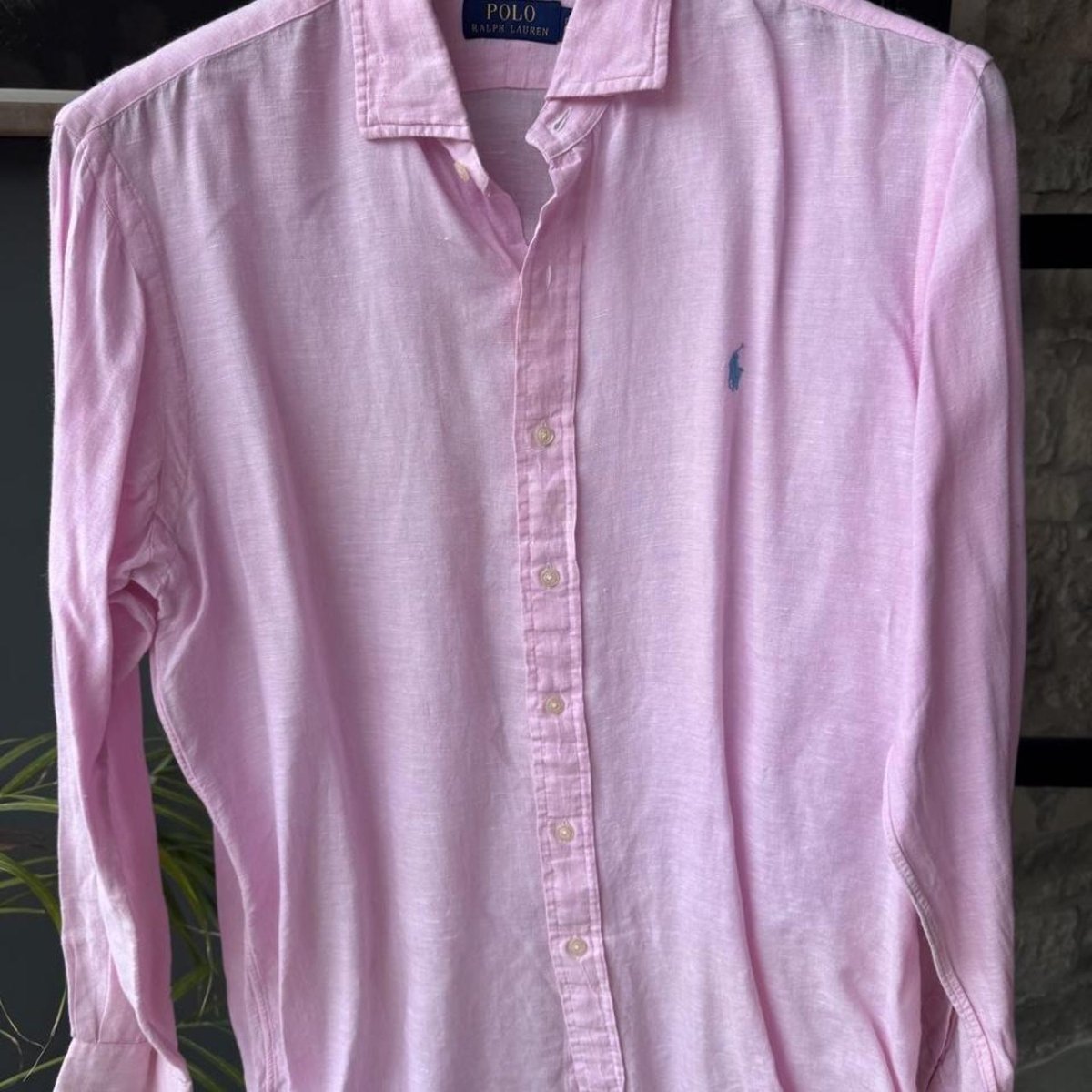 Polo Ralph Lauren Embroidered Pony Linen Shirt L - Threads Uncovered