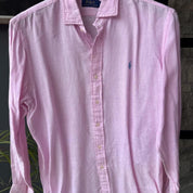 Polo Ralph Lauren Embroidered Pony Linen Shirt L - Threads Uncovered