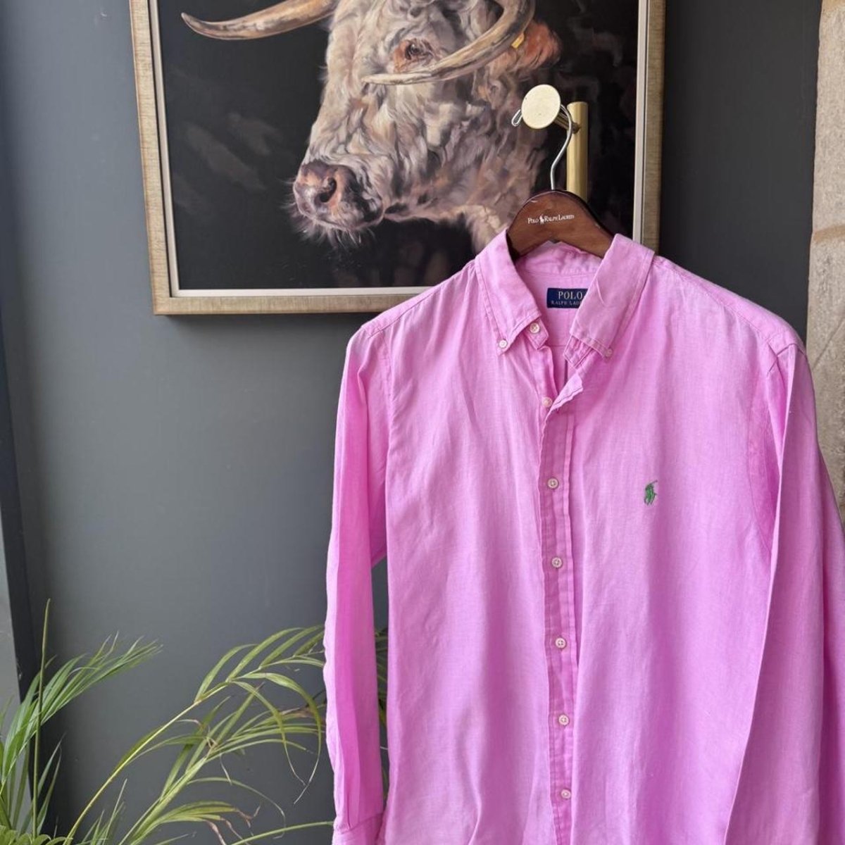 Polo Ralph Lauren Embroidered Pony Linen Shirt L - Threads Uncovered