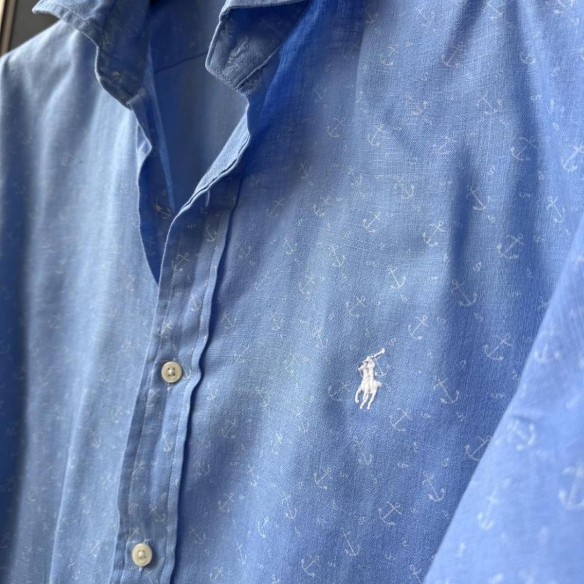 Polo Ralph Lauren Embroidered Pony Linen Shirt L - Threads Uncovered