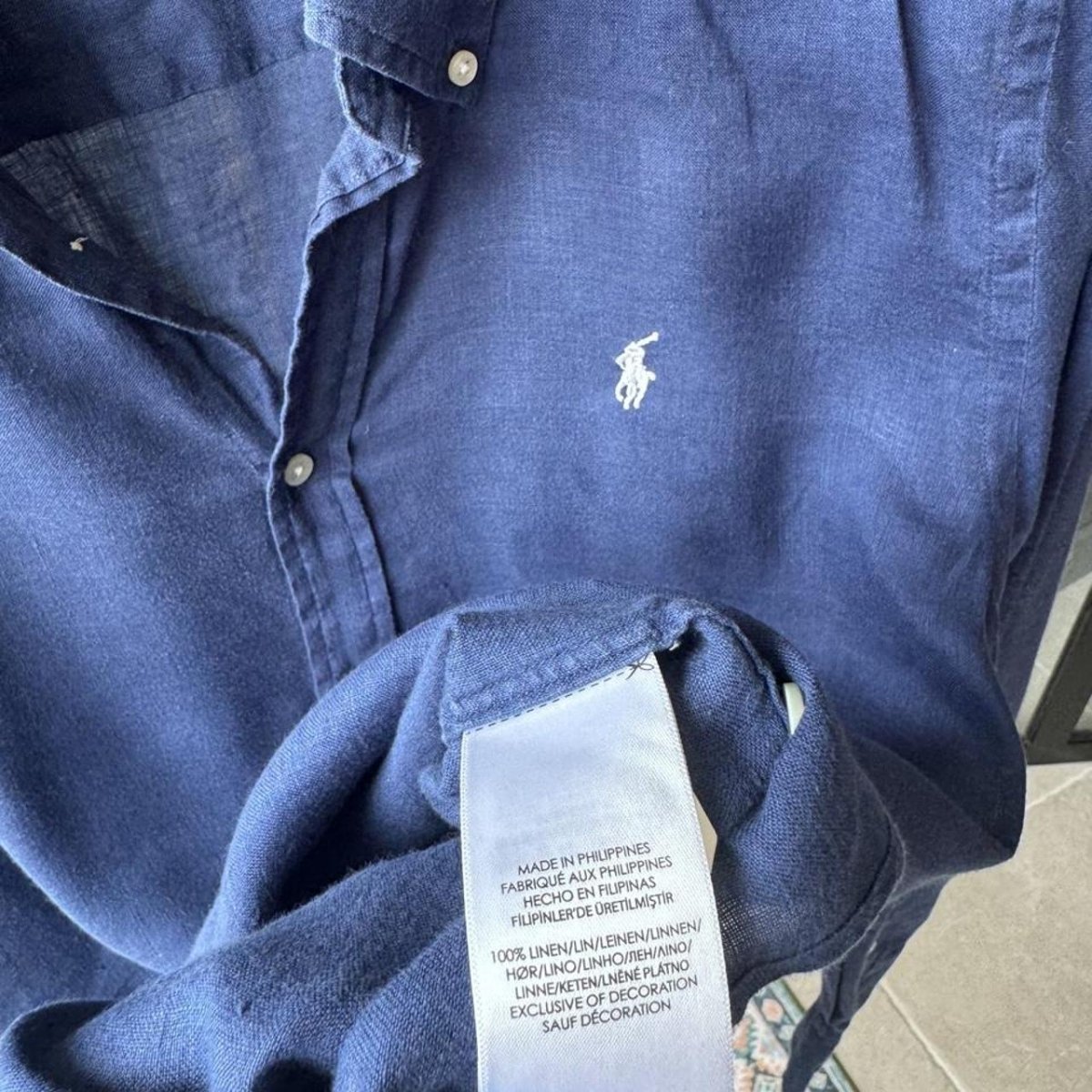 Polo Ralph Lauren Embroidered Pony Linen Shirt L - Threads Uncovered