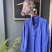 Polo Ralph Lauren Embroidered Pony Linen Shirt L - Threads Uncovered