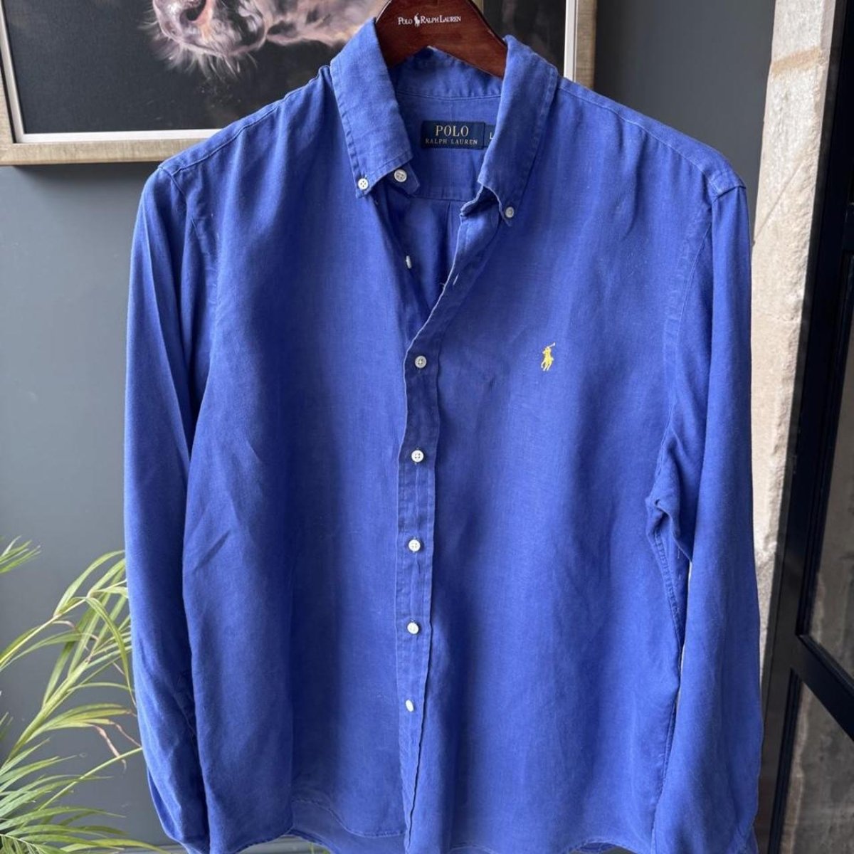Polo Ralph Lauren Embroidered Pony Linen Shirt L - Threads Uncovered