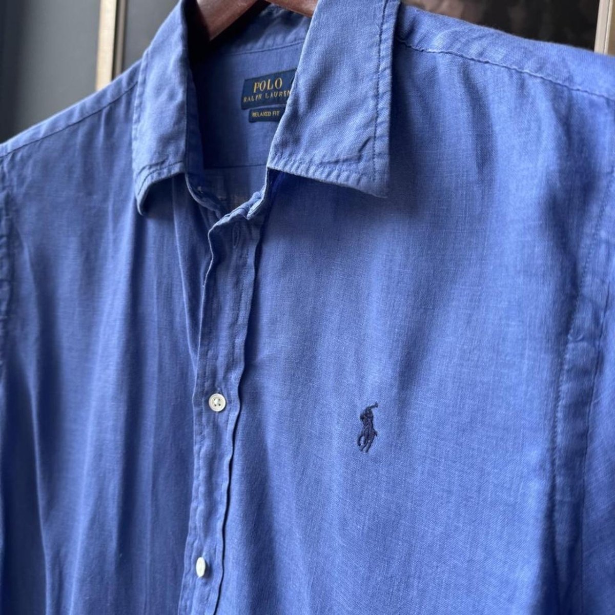 Polo Ralph Lauren Embroidered Pony Linen Shirt L - Threads Uncovered