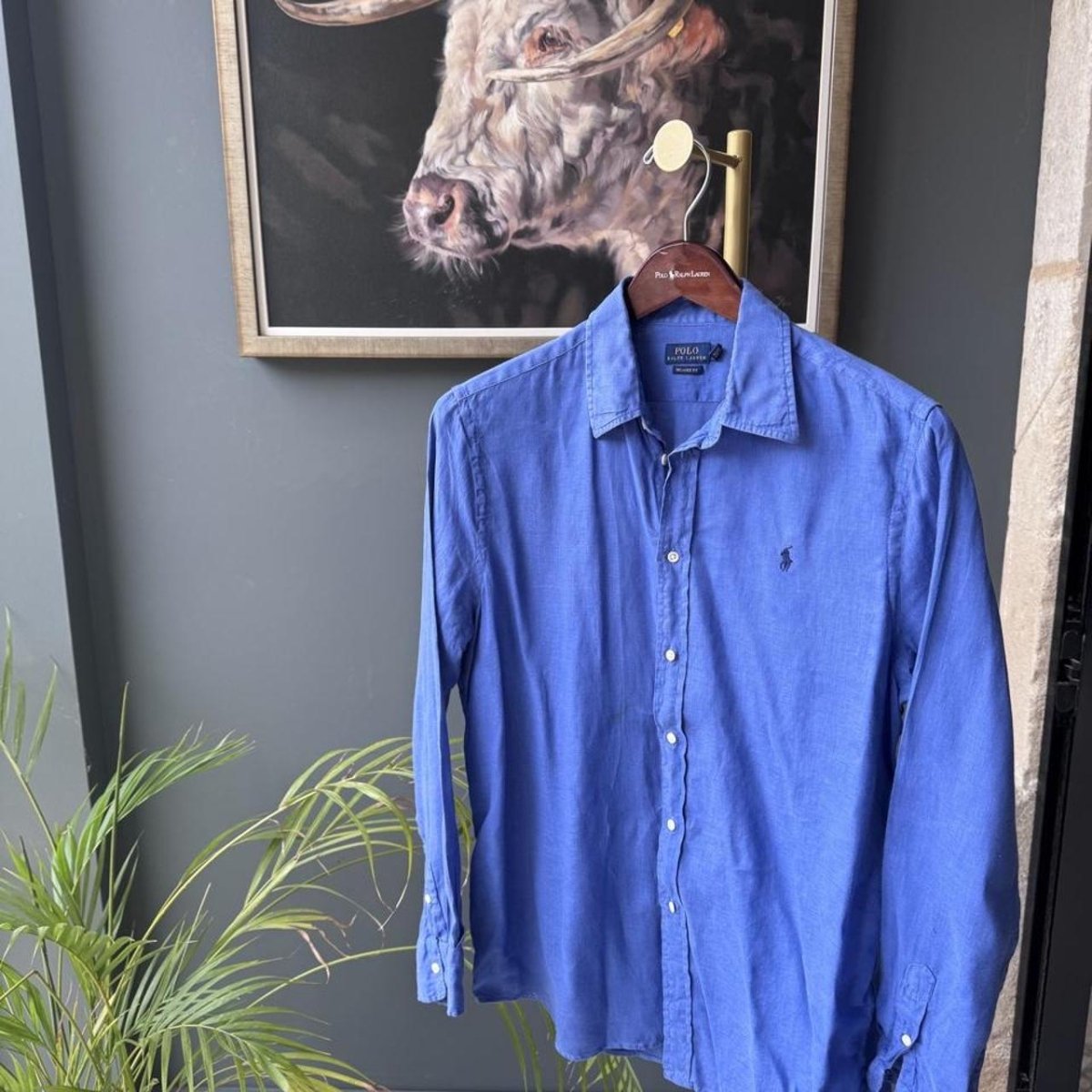 Polo Ralph Lauren Embroidered Pony Linen Shirt L - Threads Uncovered