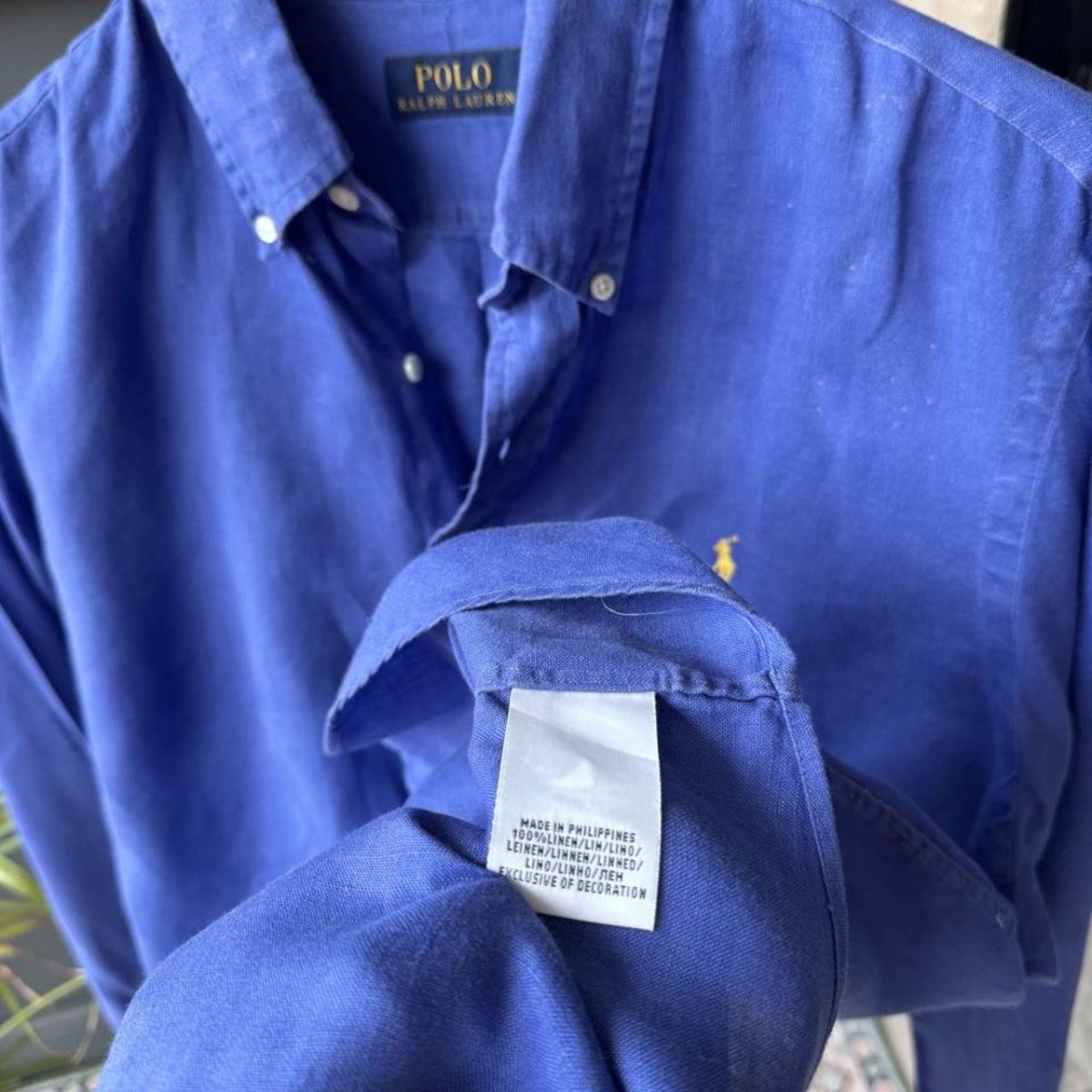 Polo Ralph Lauren Embroidered Pony Linen Shirt L - Threads Uncovered