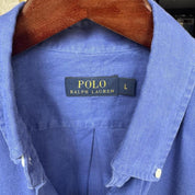 Polo Ralph Lauren Embroidered Pony Linen Shirt L - Threads Uncovered