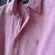 Polo Ralph Lauren Embroidered Pony Linen Shirt L - Threads Uncovered