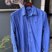 Polo Ralph Lauren Embroidered Pony Linen Shirt L - Threads Uncovered