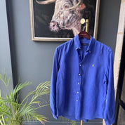 Polo Ralph Lauren Embroidered Pony Linen Shirt L - Threads Uncovered