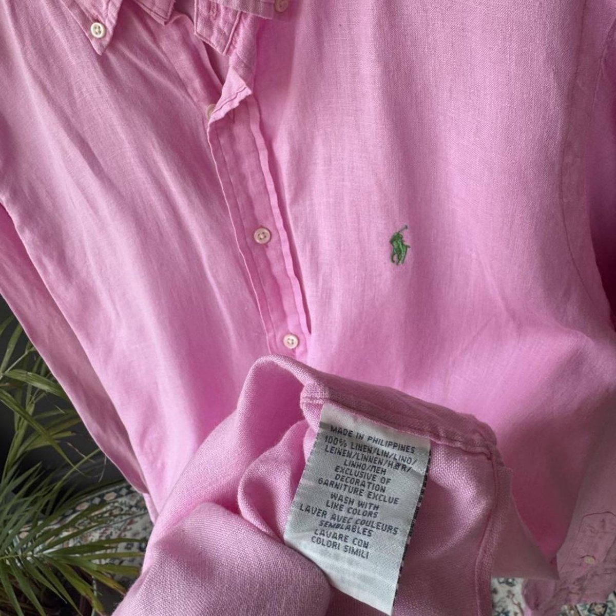 Polo Ralph Lauren Embroidered Pony Linen Shirt L - Threads Uncovered