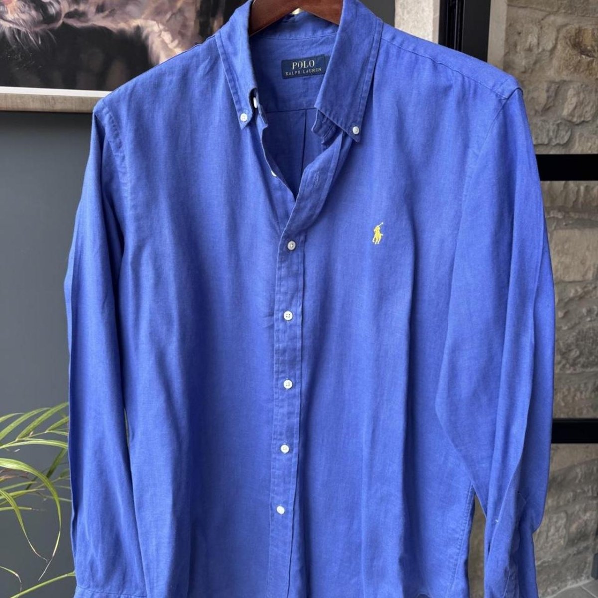 Polo Ralph Lauren Embroidered Pony Linen Shirt L - Threads Uncovered