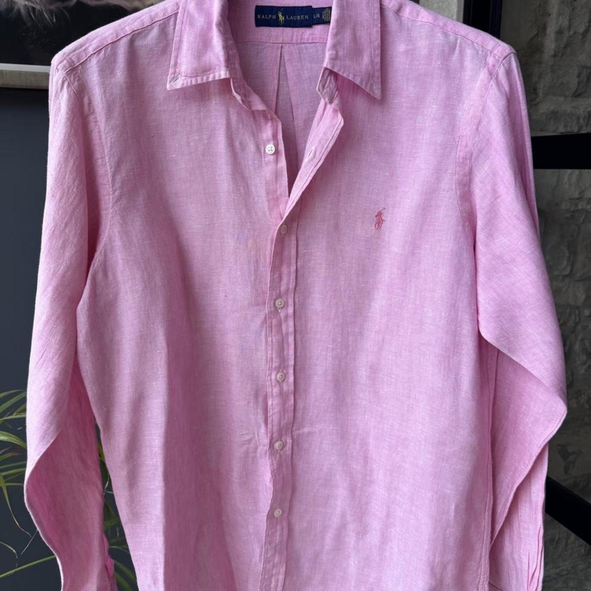 Polo Ralph Lauren Embroidered Pony Linen Shirt L - Threads Uncovered