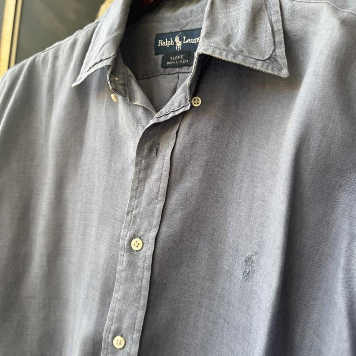 Polo Ralph Lauren Embroidered Pony Linen Shirt L - Threads Uncovered