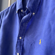 Polo Ralph Lauren Embroidered Pony Linen Shirt L - Threads Uncovered