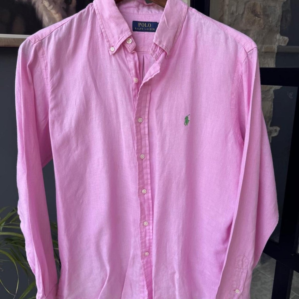 Polo Ralph Lauren Embroidered Pony Linen Shirt L - Threads Uncovered