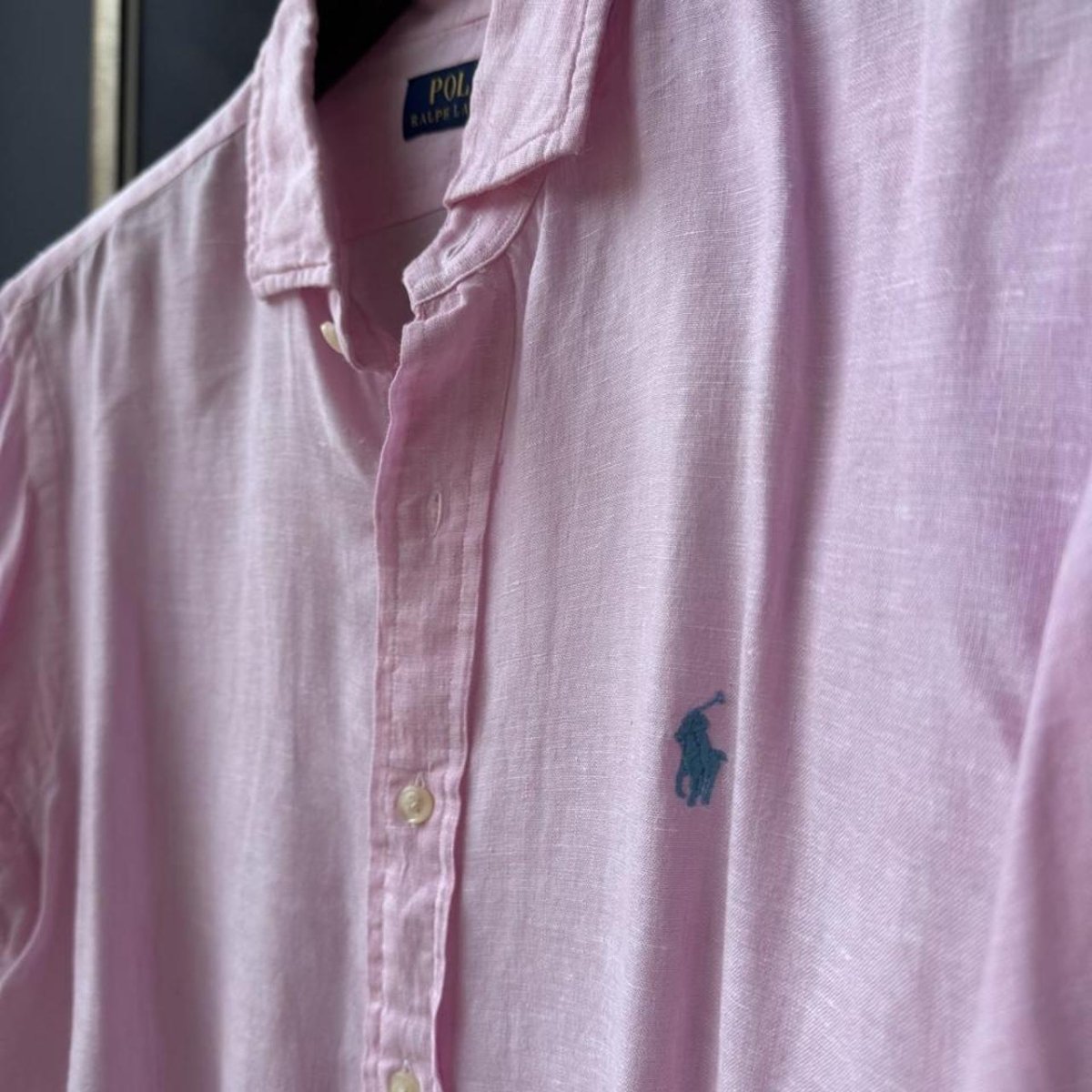 Polo Ralph Lauren Embroidered Pony Linen Shirt L - Threads Uncovered