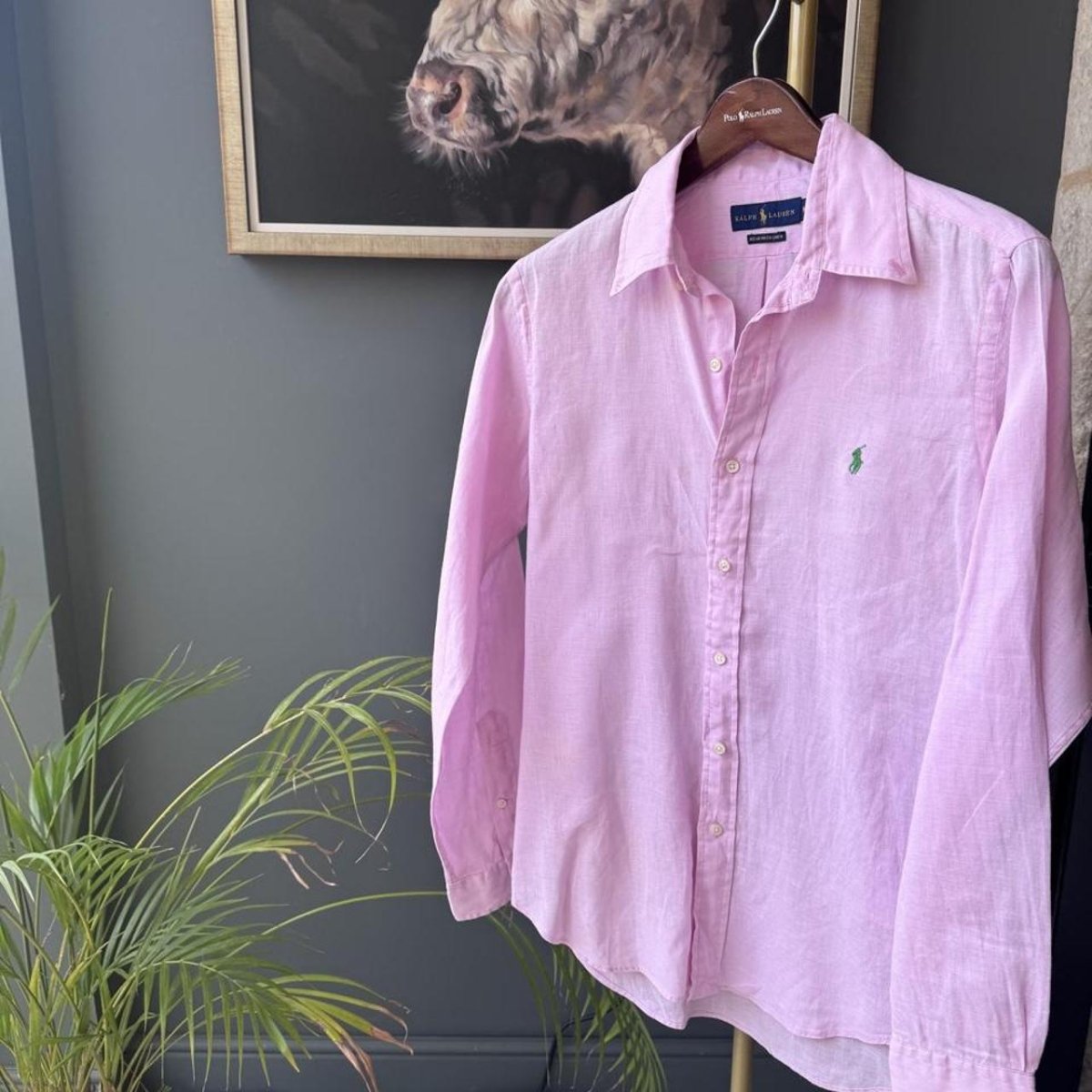 Polo Ralph Lauren Embroidered Pony Linen Shirt M - Threads Uncovered