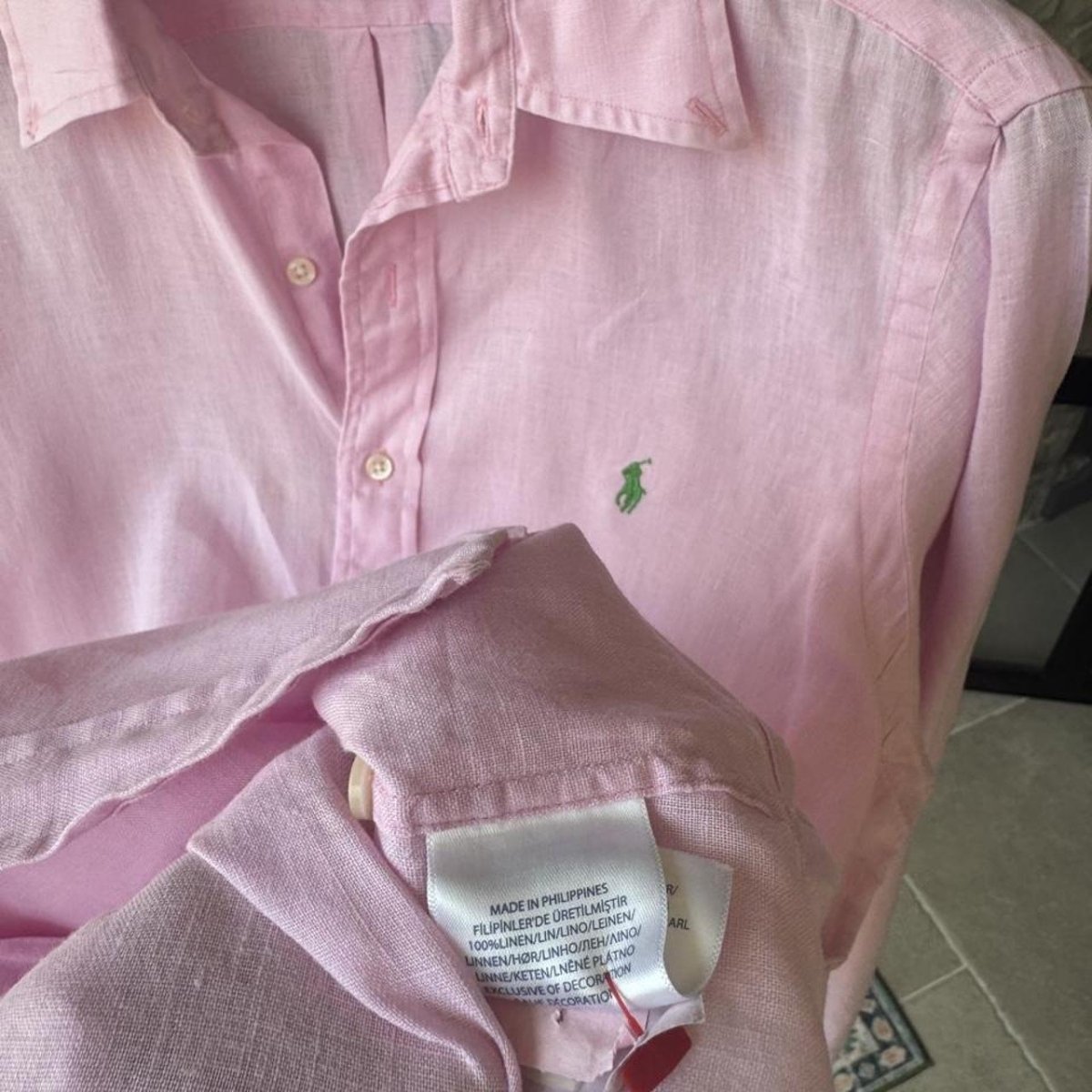 Polo Ralph Lauren Embroidered Pony Linen Shirt M - Threads Uncovered