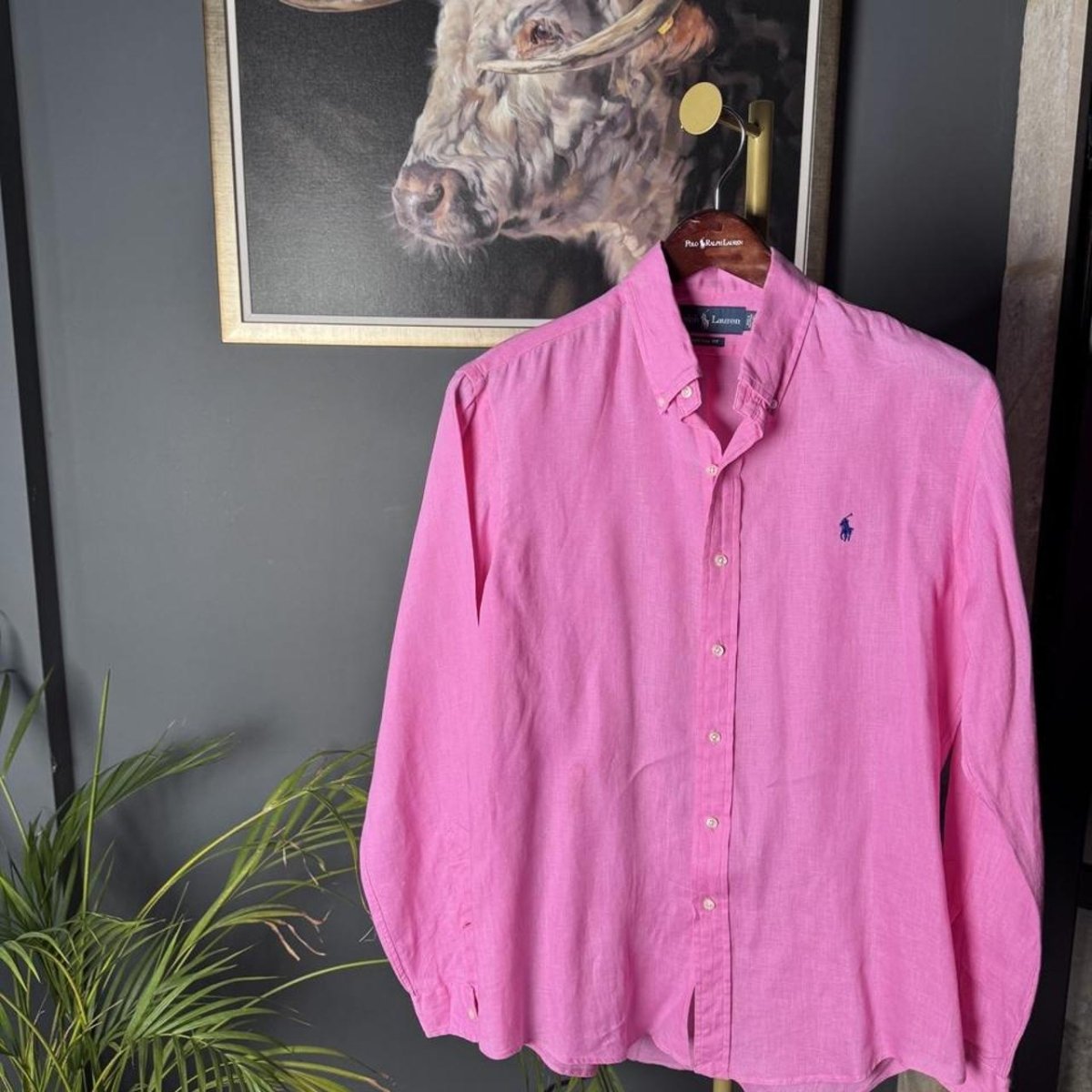 Polo Ralph Lauren Embroidered Pony Linen Shirt M - Threads Uncovered