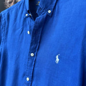 Polo Ralph Lauren Embroidered Pony Linen Shirt M - Threads Uncovered